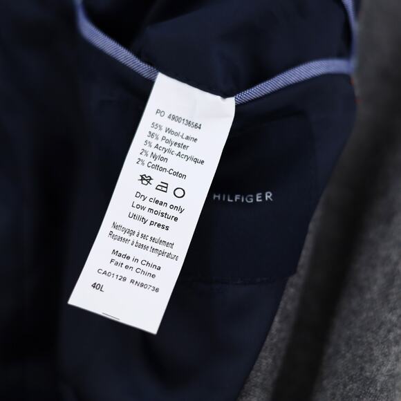 Tommy Hilfiger Men's Grey Wool Modern-Fit Double-Breasted Suit Jacket Size 40L - Picture 7 of 7